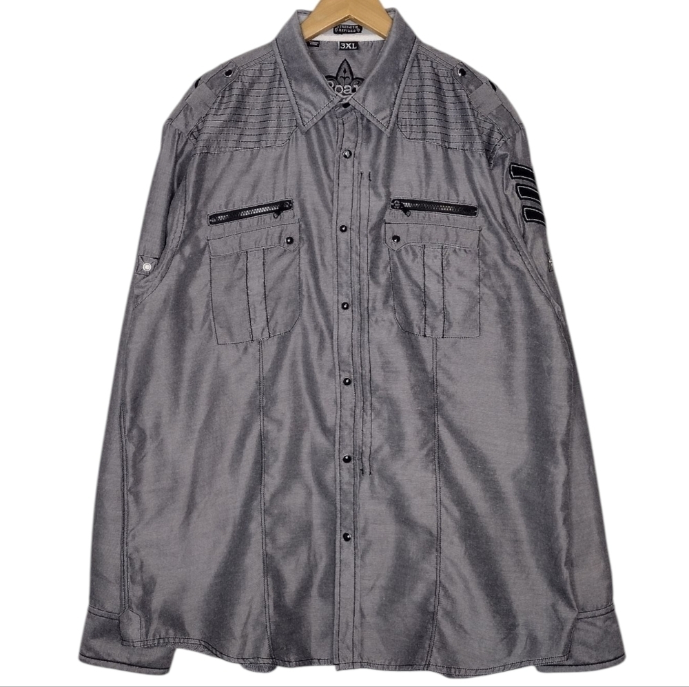 Roar Freedom Men's 3XL Western Relaxed Fit Long Sleeve Snap Button Down Shirt